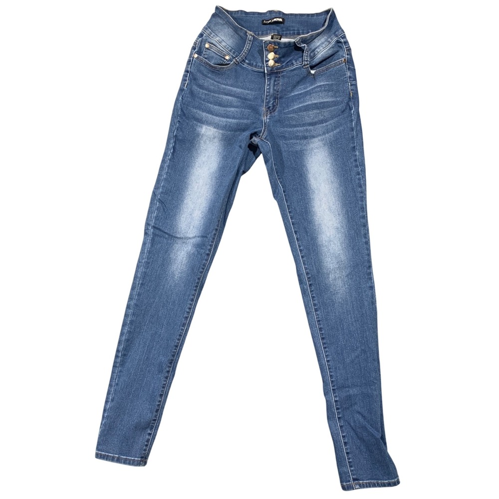 Fashion Nova Women's Junior's Size 11 Blue Denim Waist Band Skinny Jeans